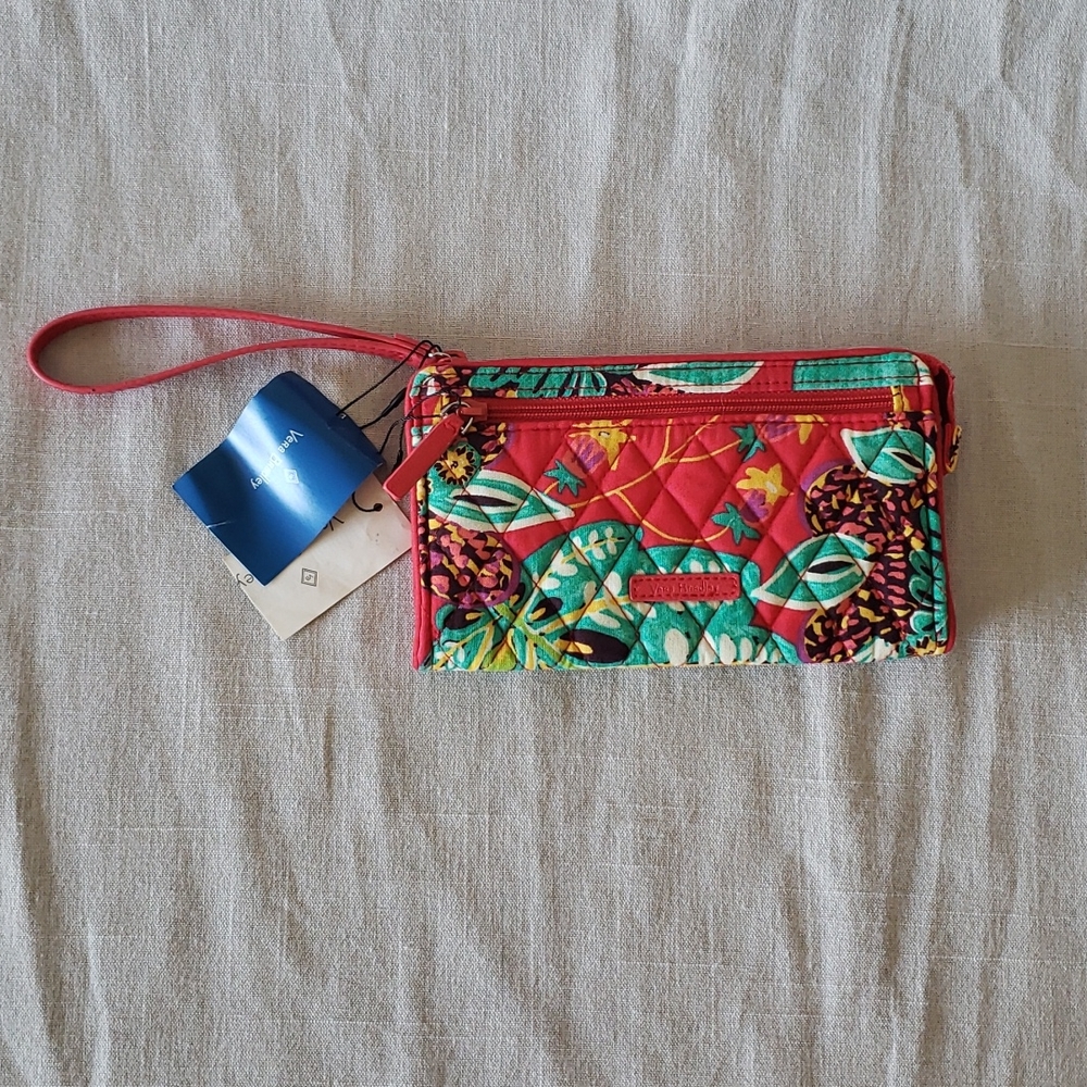 Vera Bradley Front Zip Wristlet Wallet w RFID Protection, Tropical